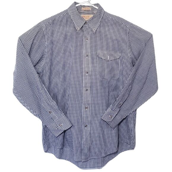 Vintage The Fox Collection Button Down Shirt Mens 16/16.5 Blue Mini Checks - Picture 1 of 4